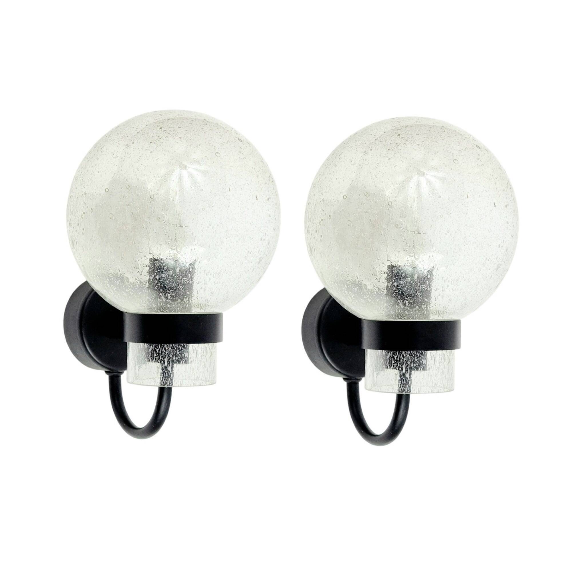 Pair of Vintage Glass Wall Lights from Limburg, Germany, 1970s/1980s