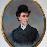 Portrait d'une dame, peinture à l'huile, milieu du XIXe siècle, encadrée