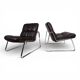 Set of 2 Drabert lounge chairs in brown leather by Gerd Lange, 1970