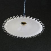 suspension in white crenellated opaline with support and socket in new brass, new cable