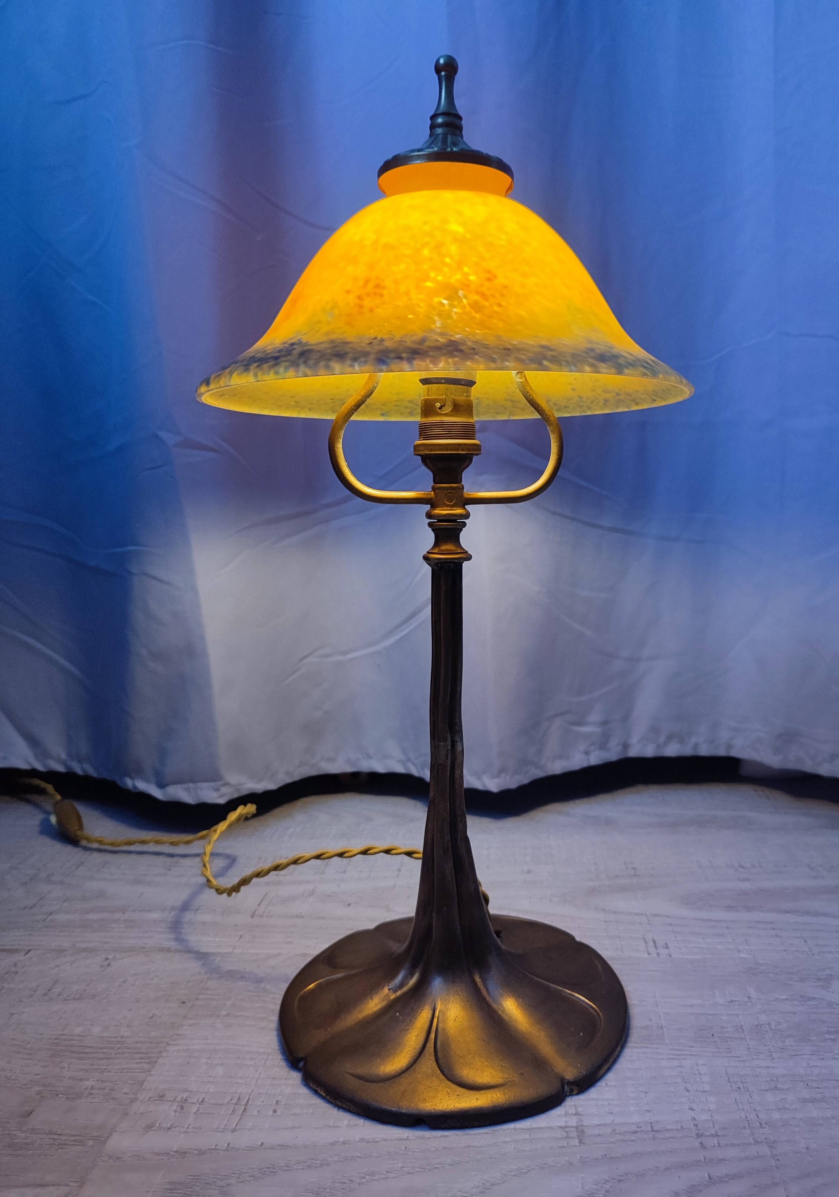 Mushroom lamp Art de France Glass paste Bronze Art Nouveau Vintage