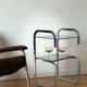 Vintage side table in smoked glass and chrome