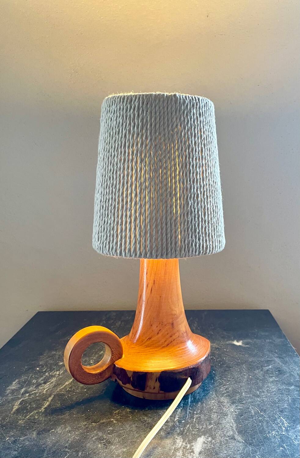 Vintage wood and cotton lamp