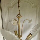 Frosted shell and gilded metal chandelier