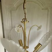 Frosted shell and gilded metal chandelier