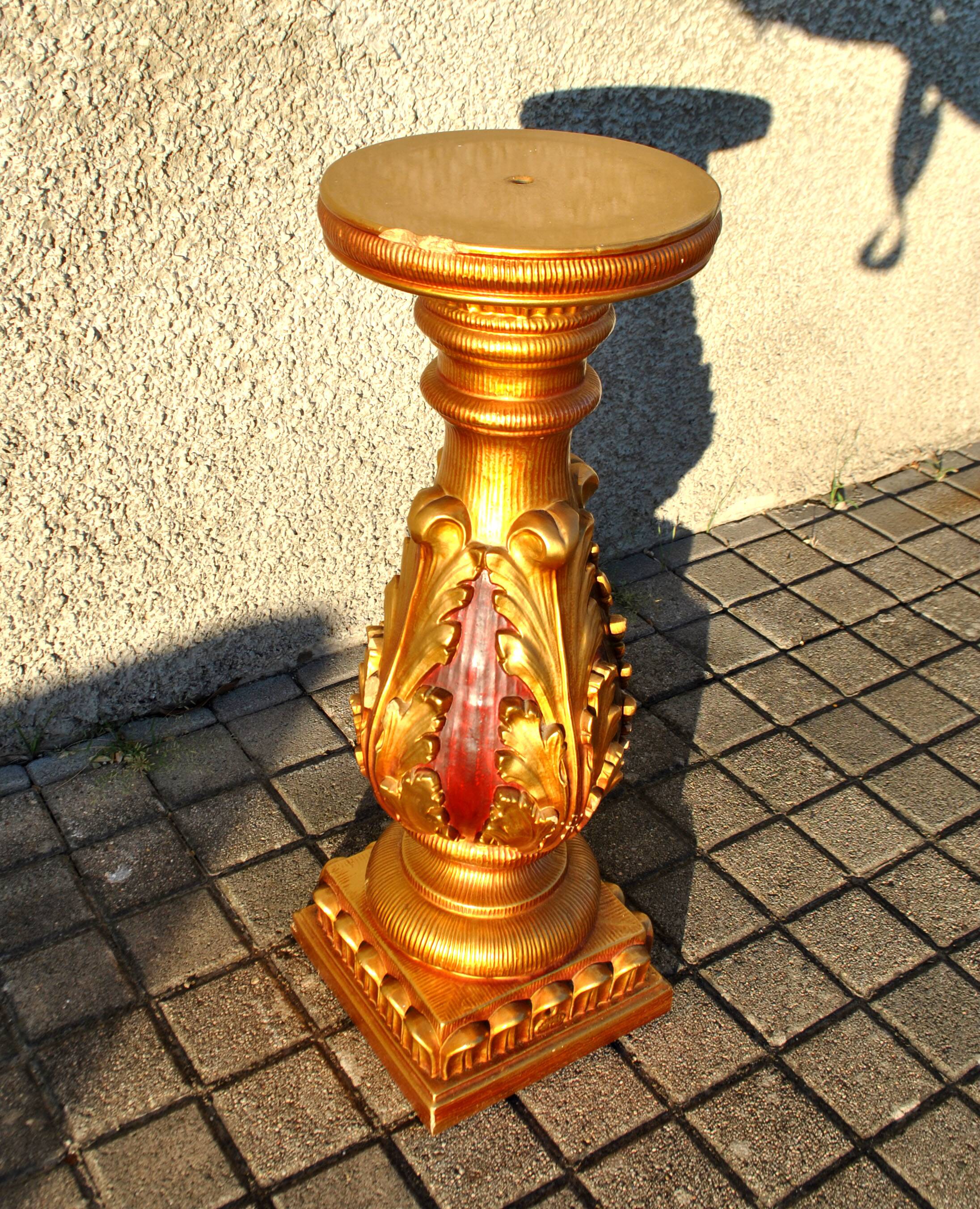Decorative plaster column - gold lamp base - Creation JP France