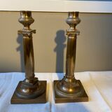 Pair of bronze candle holders