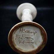 Ceramic candle holder with geometric decoration by Huguette Bessone - Vallauris