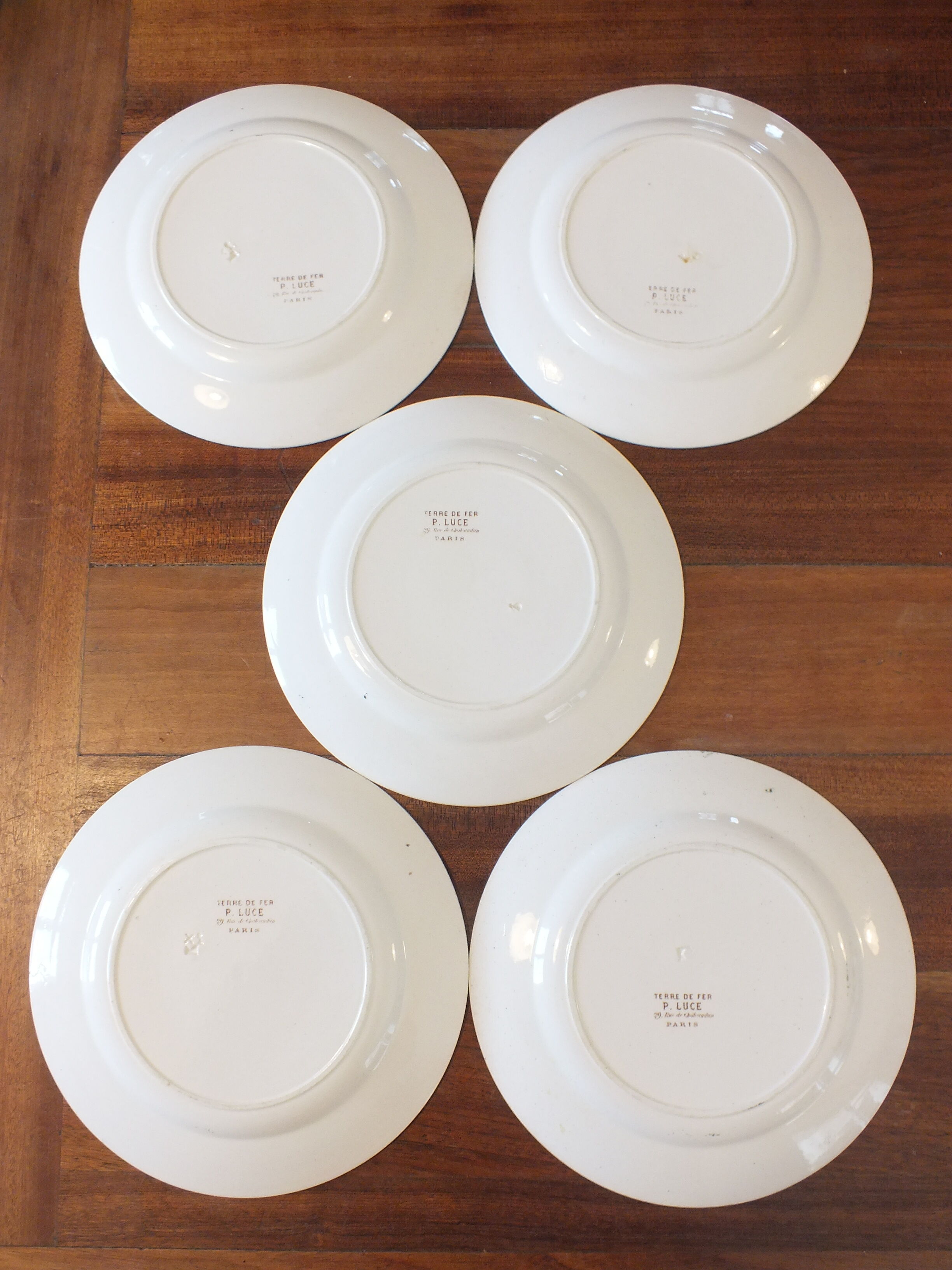 P.Luce Paris 5 Flat plates in Iron Earth bird décor