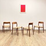 4 Danish Mid-Century Teak Dining Chairs #75, Niels O. Møller for J. L. Moller