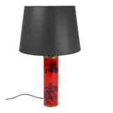 Piero Fornasetti Grande table lamp Bighe red and black mid-century, Italy, 1950s
