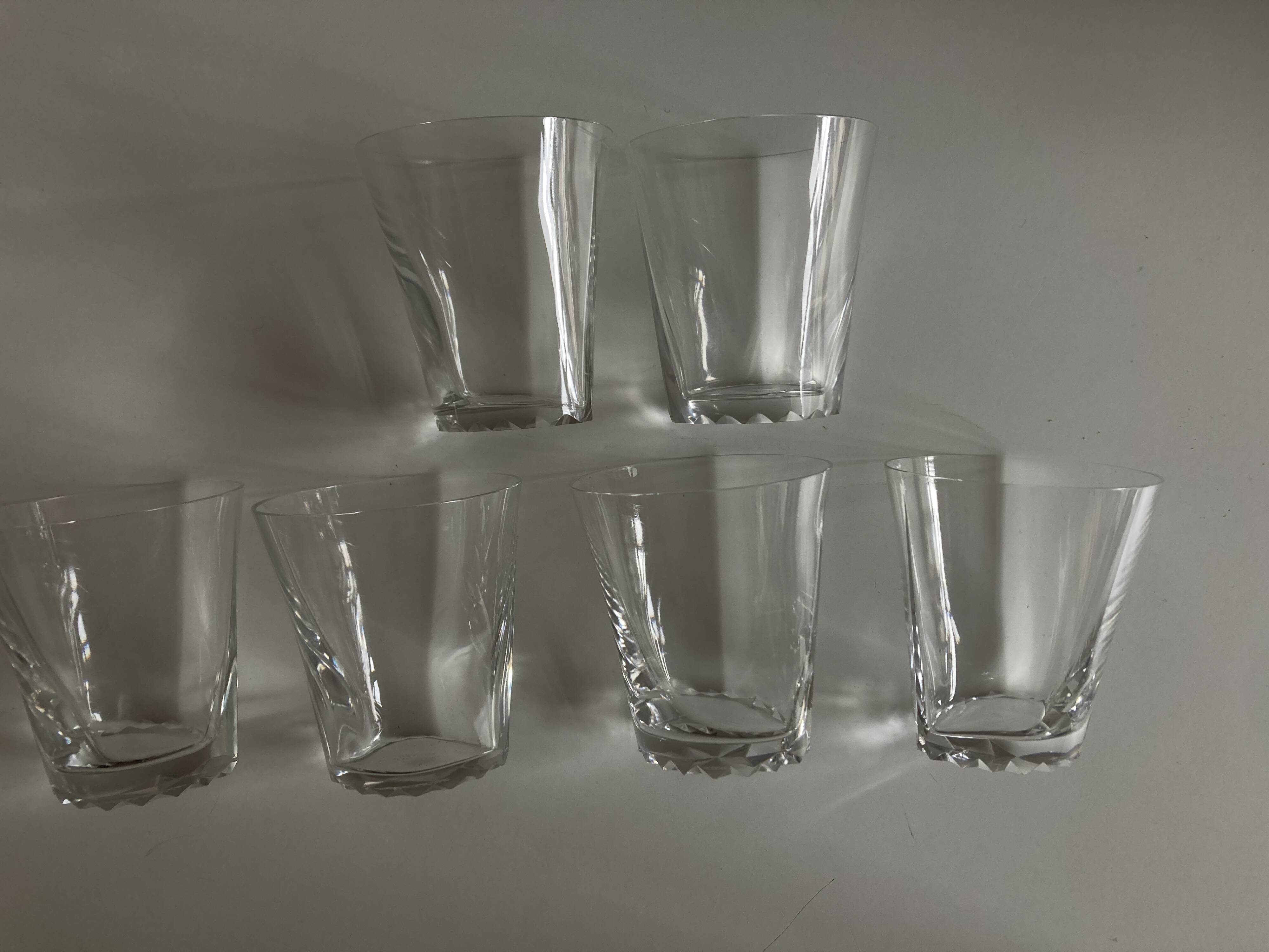 Set of 6 Lalique modernist glasses 1960 Kent crystal tumblers.