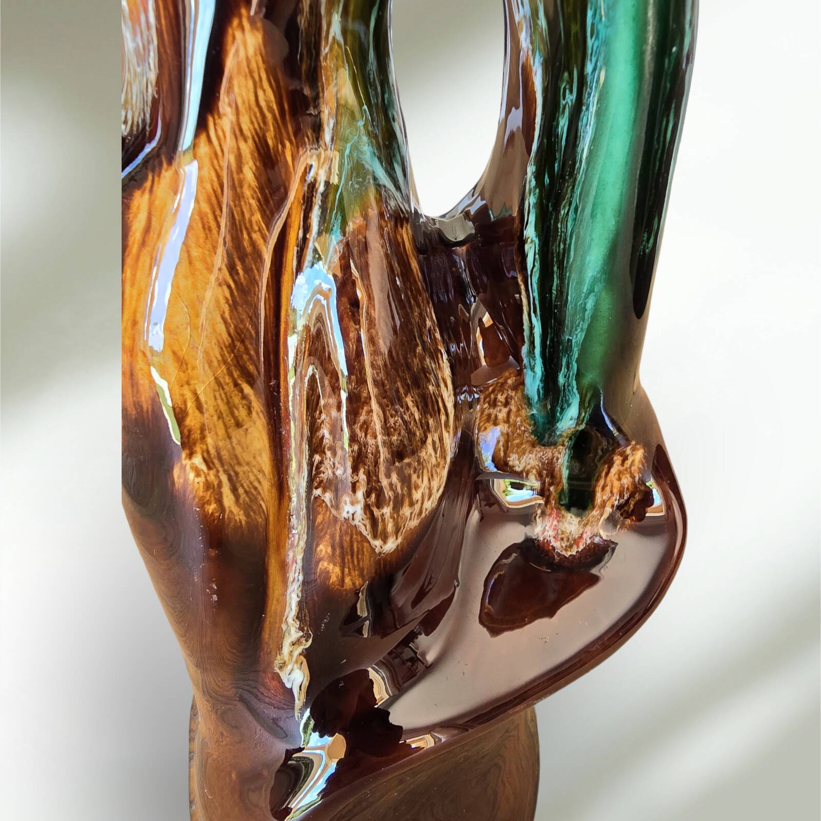 Vallauris glazed ceramic vase with an abstract shape