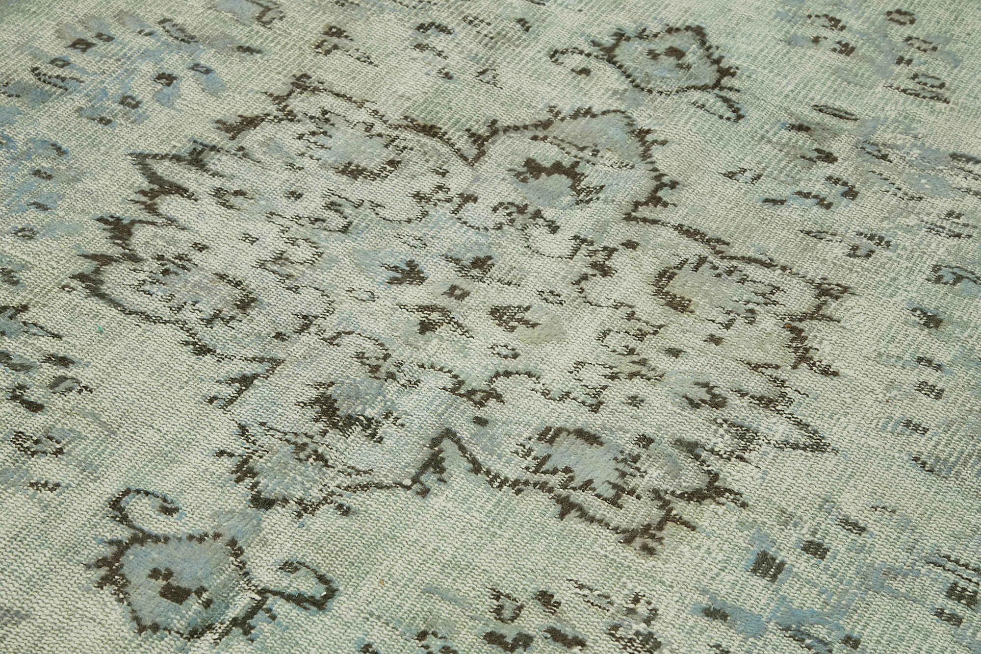 Handmade distressed anatolian 1980s 169 cm x 269 cm blue rug