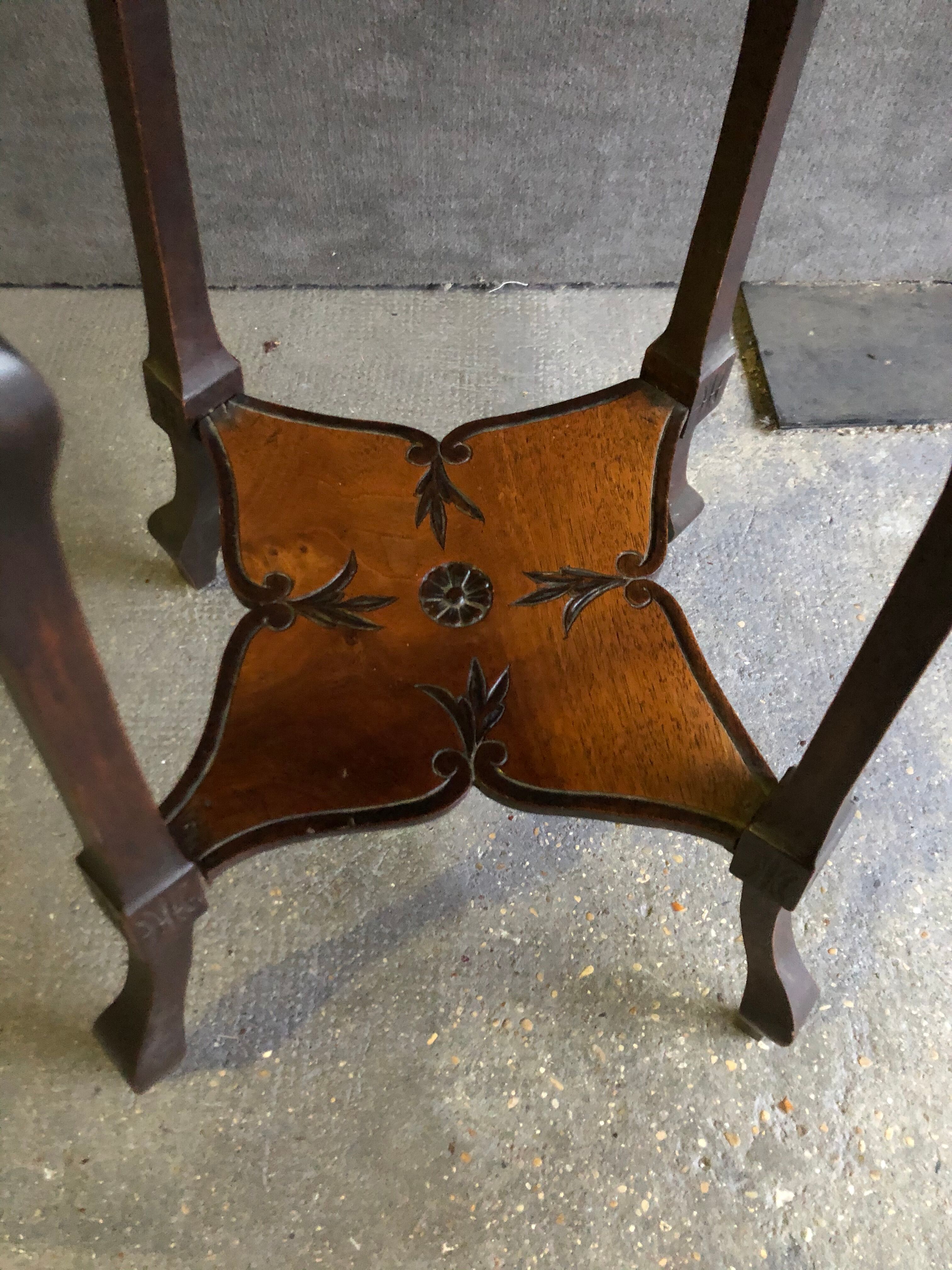 Art nouveau table with a pyrograved decoration