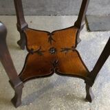 Art nouveau table with a pyrograved decoration
