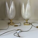 Paire de lampes nacrée style rougier design années 70