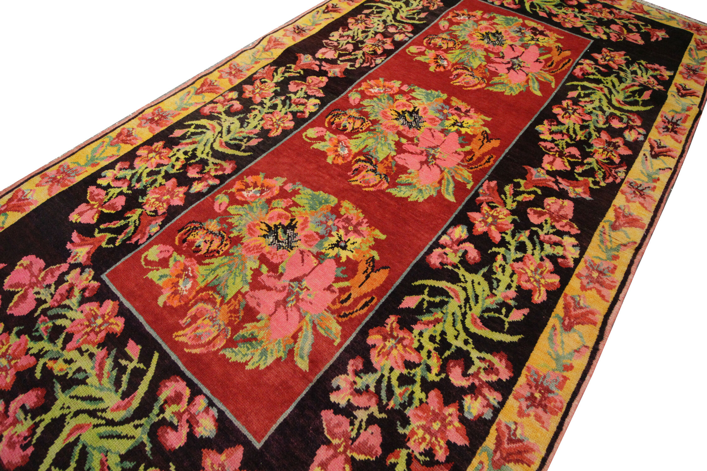 Handmade floral caucasian rug, 128x238cm