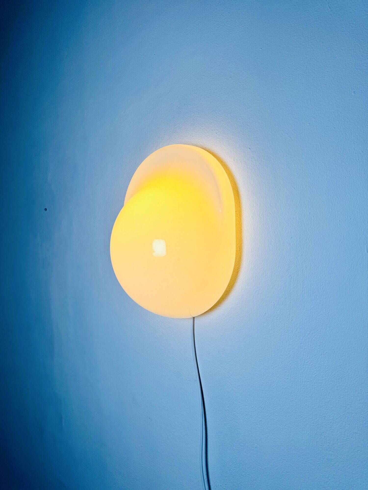 Tortue Opaline Glass Wall Lamp By Rodolfo Bonetto For Candle, Italy, 1970S