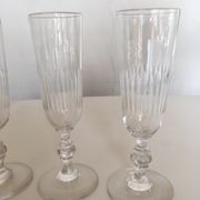 Set of 6 Champagne crystal flutes with fine ribs in 19th century