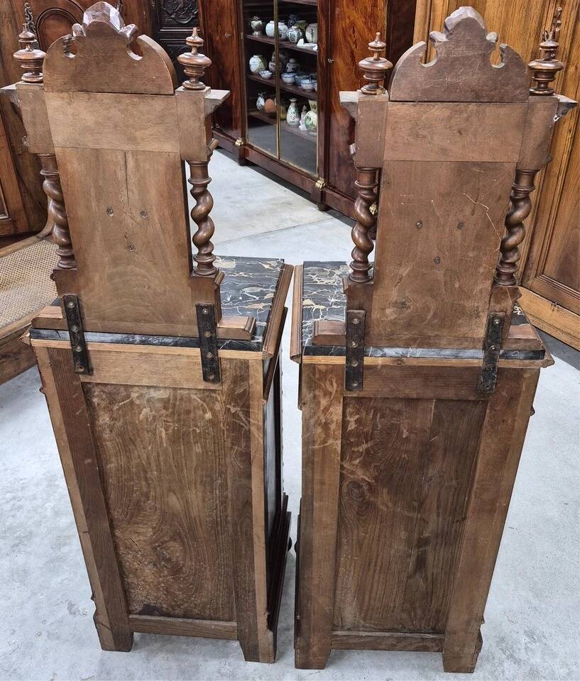 Pair of small side tables or bedside tables from the Napoléon III period, in walnut.