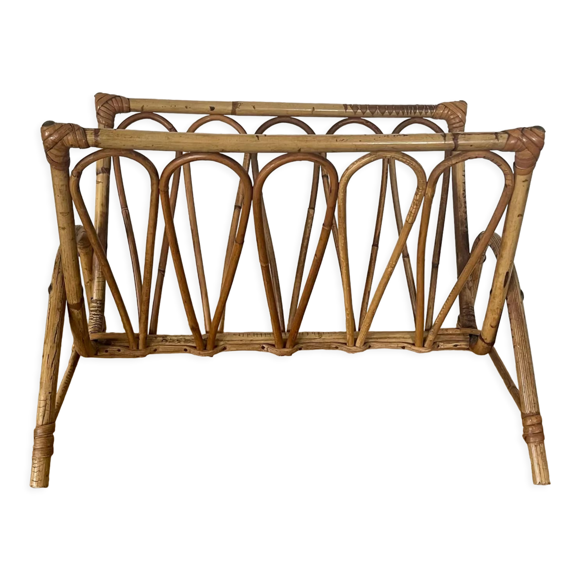 Vintage rattan magazine holder