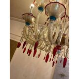 Lustre italien des années 1970 en verre de Murano multicolore avec fleurs