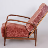 Fauteuil art déco restauré, hêtre bois massif, noyer, années 1930, Tchéquie