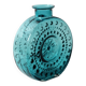 Vintage Teal Blue Glass Vase: Mid-Century Modern Sunburst Design / 1969