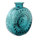 Vintage Teal Blue Glass Vase: Mid-Century Modern Sunburst Design / 1969