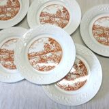 6 vintage white Augusty porcelain dinner plates in very good condition