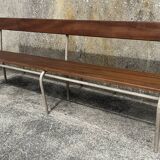 Three tubular and solid wood benches, boarding school, vintage, 1950s