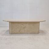 Italian Coffee Table in Travertine, 1980s