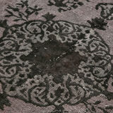 Hand-knotted carved anatolian 1970s 173 cm x 244 cm black carpet