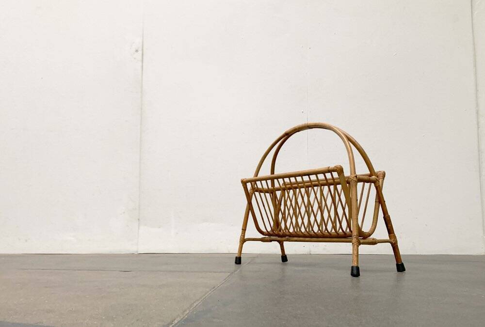 Mid-century bamboo magazine rack, 1960s