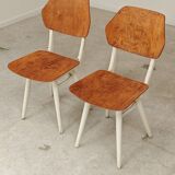 Pair of chairs ex Czechoslovakia TON Thonet White and waxed wood