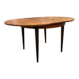 Vintage extendable round table in rosewood veneer – Ø110 cm