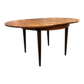 Vintage extendable round table in rosewood veneer – Ø110 cm