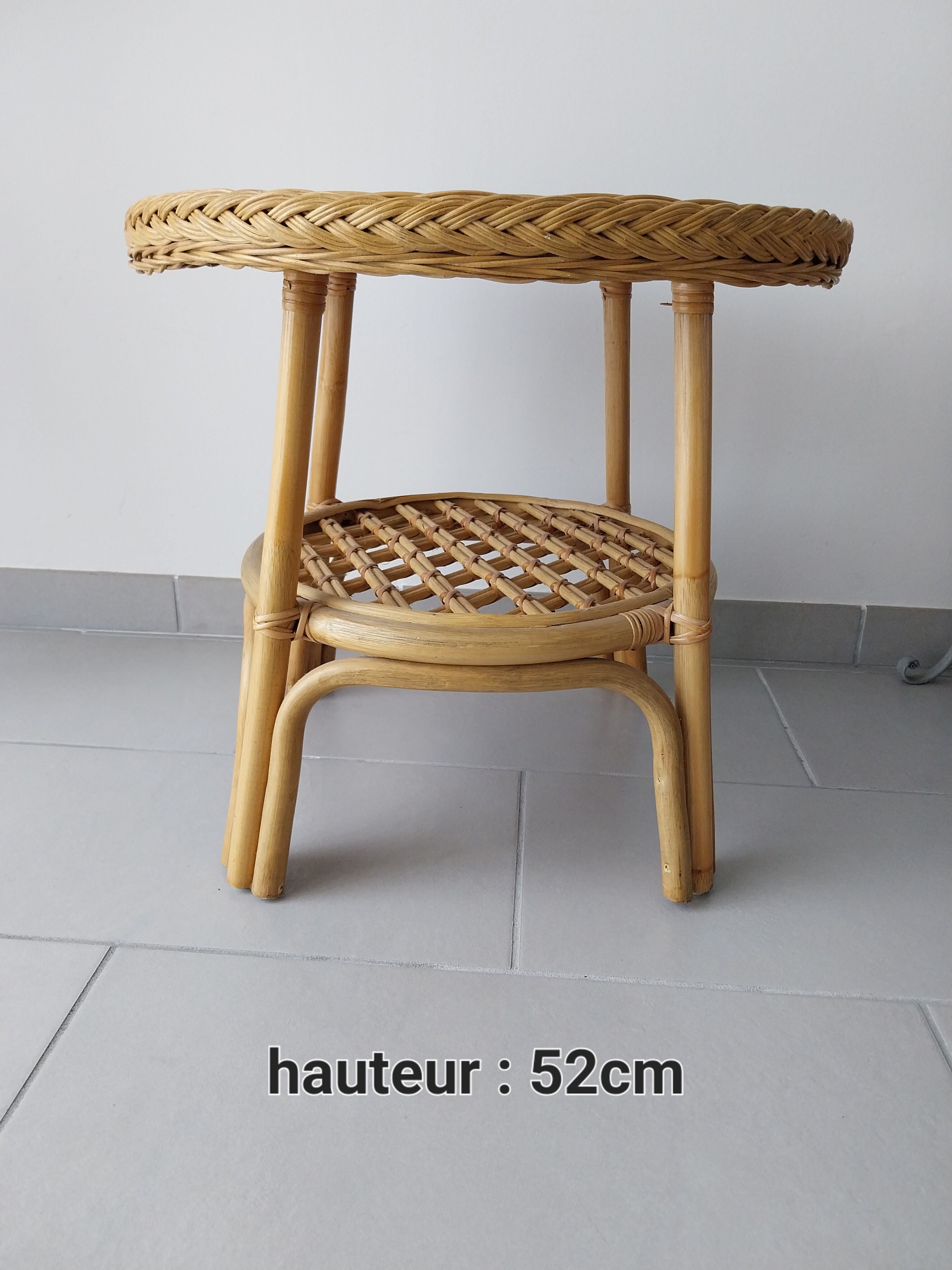 Rattan and bamboo side table