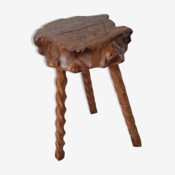 Brutalist naturalistic tripod stool