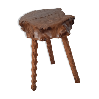 Brutalist naturalistic tripod stool
