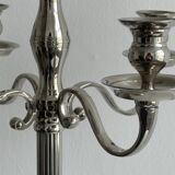 Large 5-arm candlestick in shiny silver metal
