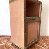 60s pink and gold Lloyd loom bedside table
