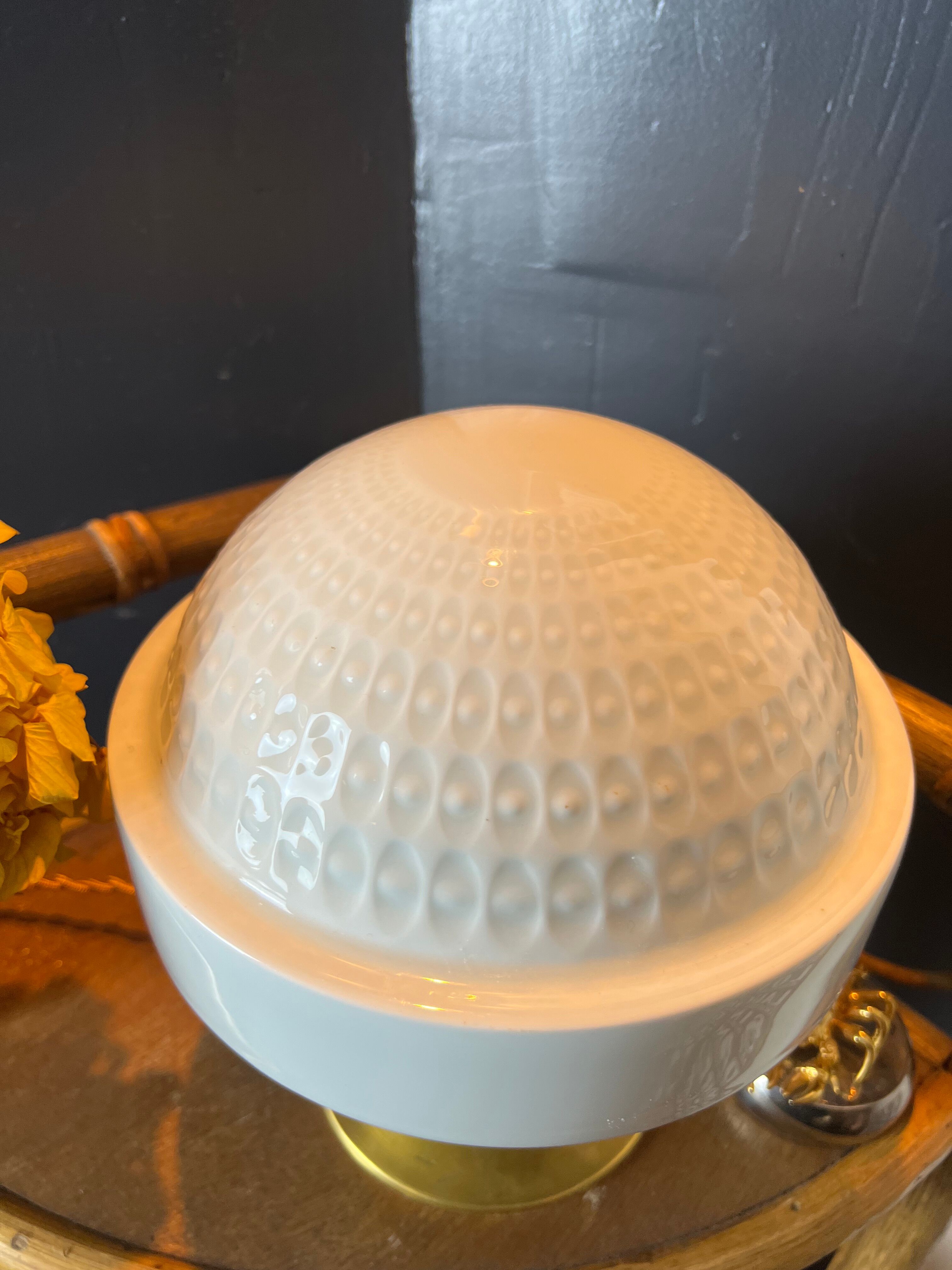 Vintage table lamp large porcelain globe Bernardaud Limoges J.J Prolongeau - Circa 1960