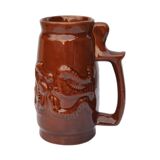 Ceramic brown mug, SPiLA Bolesławiec, Poland, 1970s.