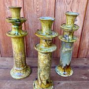 3 Bougeoirs de Tamegroute en céramique émaillé.