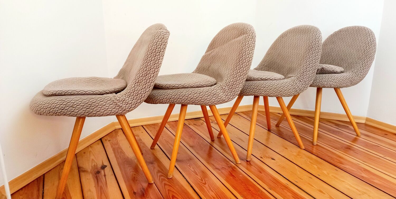 Set of 4 chairs by Miroslav Navratil, Czechoslovakia, 1960s