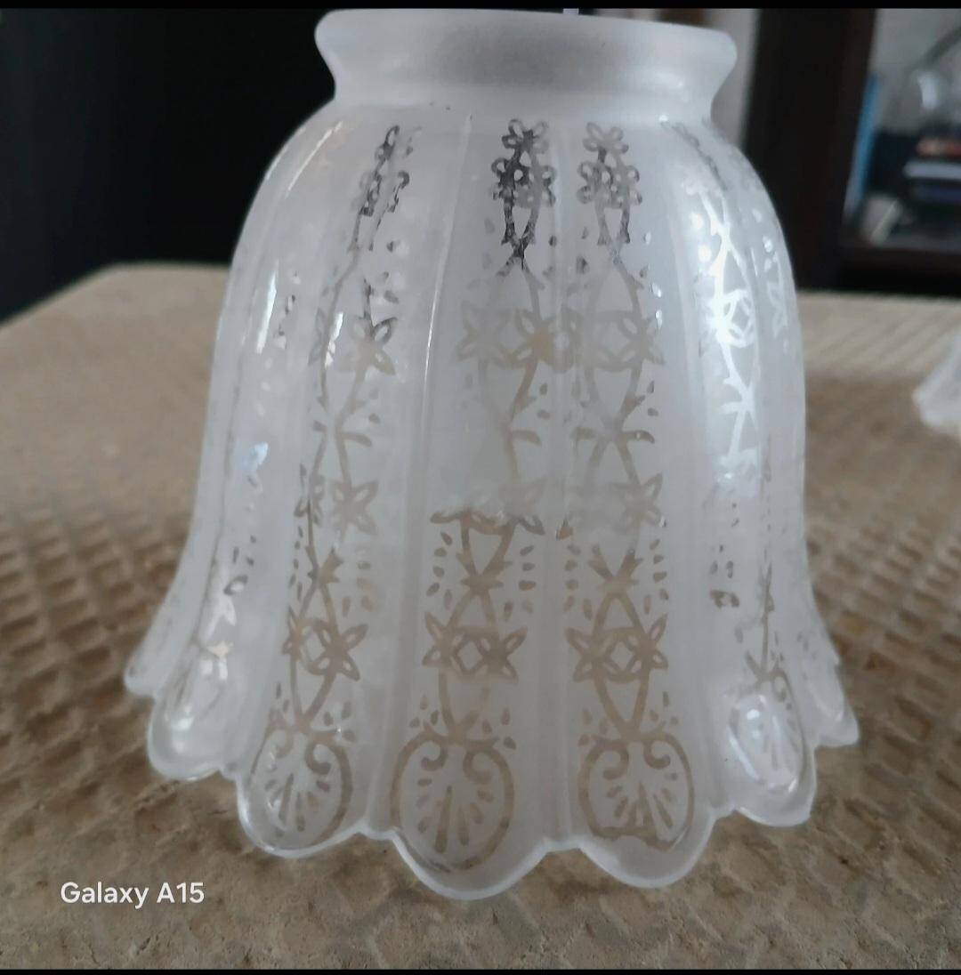 4 antique acid-etched glass tulips