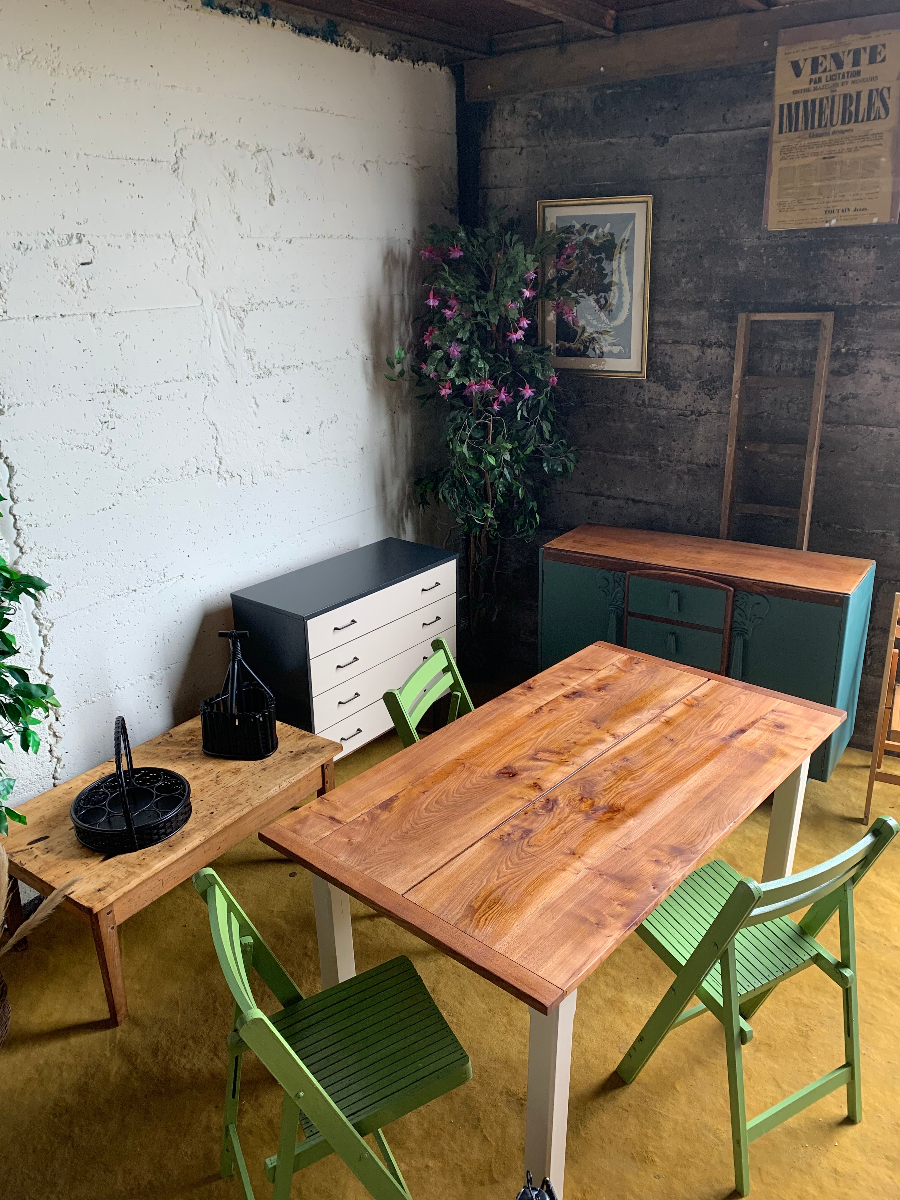 3 wooden folding chairs