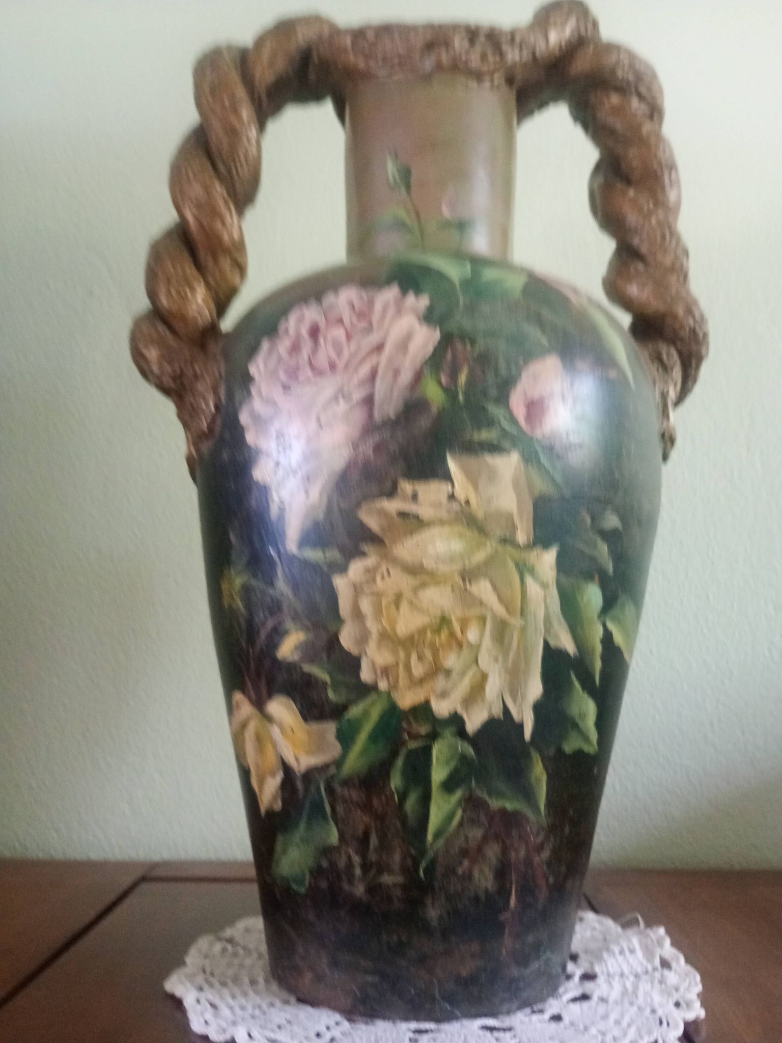 Double-handled vase with roses by Georges Weissenburger, École de Nancy.